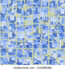 Seamless pattern. Summer paint. Camouflage style. Lattice of perforated lines. Editing is available.