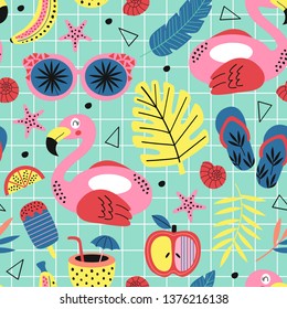 seamless pattern with summer paradise  - vector illustration, eps