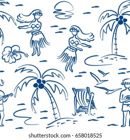 seamless pattern and summer scene  aloha Hawaii pattern in vector