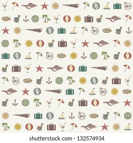 Seamless pattern with summer and sea related objects