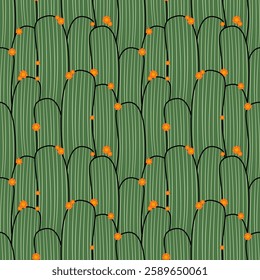 Seamless pattern, summer set, pastel green, blue, yellow, orange, cute, bright, used for creating fabric patterns, backgrounds, wallpapers.