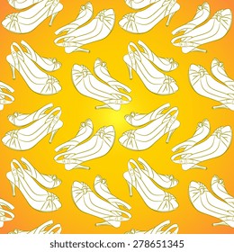 Seamless pattern with summer shoes with heels.