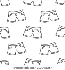 Seamless pattern with summer shorts front view hand drawn doodle outline vector