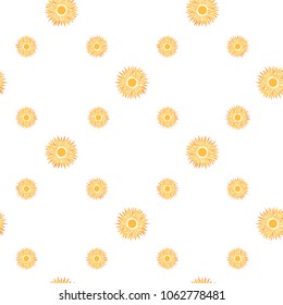 Seamless Pattern with Summer Sun Shapes. Vector Illustration. Flat Style. Decorative Summer Design for Textile, Wrapping Paper, Wall Paper, Beautiful Backgound Decoration..