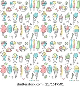 seamless pattern of summer sweets - ice cream vector