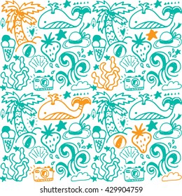 Seamless pattern with summer symbols