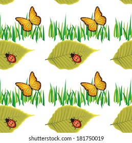 Seamless pattern for a summer theme with butterflies vector