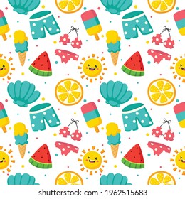 seamless pattern summer. travel and tourism on white background. vector Illustration.