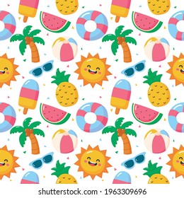 seamless pattern summer. travel and tourism on white background. vector Illustration.