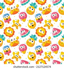 seamless pattern summer. travel and tourism on white background. vector Illustration.