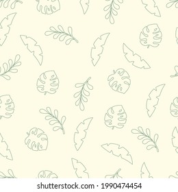 seamless pattern summer with tropical leaves  