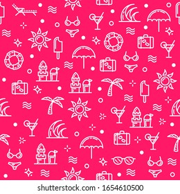 Seamless Pattern Summer Vacation Line Background Vector