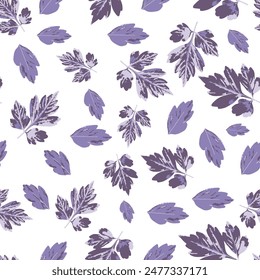 Seamless Pattern summer violet Leaves with white background. Neutral colors seamless pattern used for deal for interior design, textile, fabrics etc..