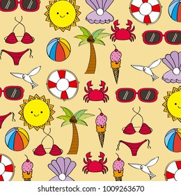 seamless pattern summer weather season icons decoration