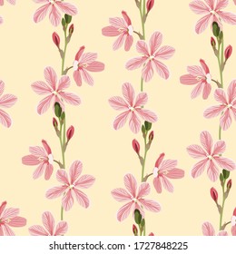 Seamless pattern with  summer wild garden flowers. Endless texture. Violet meadow flowers.