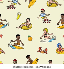 Seamless Pattern of Summertime Concept Design Illustration