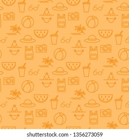 Seamless pattern of summertime vector elements.Summer yellow background