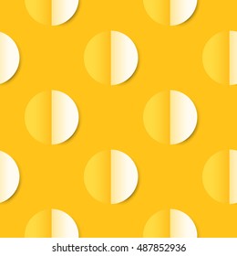 Seamless pattern with sun  in cartoon paper  style on orange background. Vector illustration.