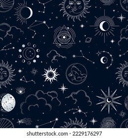 seamless pattern sun and constellations
