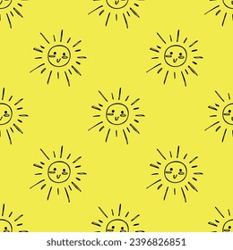 Seamless pattern with sun doodle for decorative print, wrapping paper, greeting cards, wallpaper and fabric