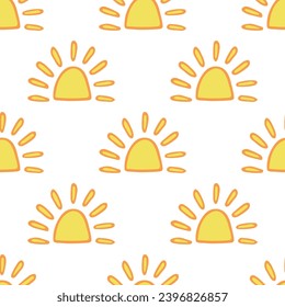 Seamless pattern with sun doodle for decorative print, wrapping paper, greeting cards, wallpaper and fabric