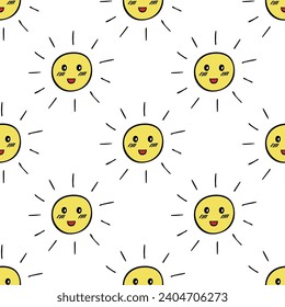 Seamless pattern with sun doodle for decorative print, wrapping paper, greeting cards, wallpaper and fabric