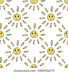 Seamless pattern with sun doodle for decorative print, wrapping paper, greeting cards, wallpaper and fabric
