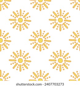 Seamless pattern with sun doodle for decorative print, wrapping paper, greeting cards, wallpaper and fabric