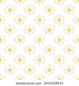 Seamless pattern with sun doodle for decorative print, wrapping paper, greeting cards, wallpaper and fabric