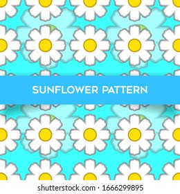 Seamless pattern of Sun flower on blue background,With a neat flower concept,. Good for wallpaper,book covers ,gift wrap, floor mattress, blanket, etc.