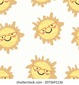 seamless pattern with sun in hand drawing style