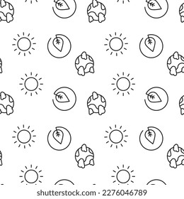 Seamless pattern of sun, leaf, planet. Perfect for wallpapers, covers, backgrounds, fabric, textile