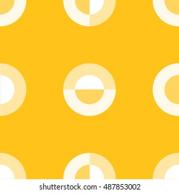 Seamless pattern with sun  in modern geometric  style on orange background. Vector illustration.