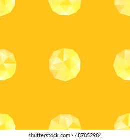 Seamless pattern with sun in polygonal  style on orange background. Vector illustration.