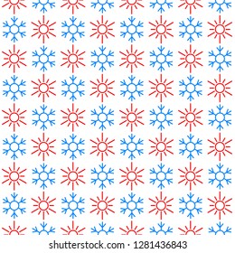Seamless pattern of the sun and snowflake symbols