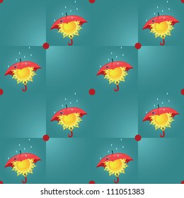 seamless pattern sun with umbrella under rain