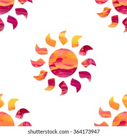 Seamless pattern of sun, vector illustration