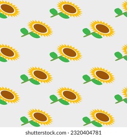 Seamless pattern with sunflower  cartoons on white background vector illustration repeat style design for fabric printing or kids wallpaper