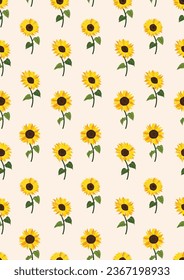 Seamless pattern with sunflower Eps 10 vector.