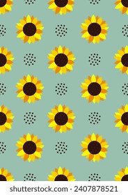 Seamless pattern with sunflower Eps 10 vector.