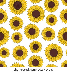Seamless pattern sunflower graphics vector illustration