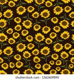 Seamless Pattern Sunflower Illustration Repeat Pattern Stock Vector ...