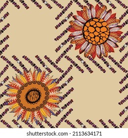Seamless pattern of sunflower seeds and flowers. Design of packaging, labels, fabric, paper, eco-products, seeds, wallpapers. Vector graphics.