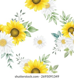 Nahtloses Muster Sonnenblume mit Aquarell 