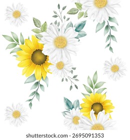 Nahtloses Muster Sonnenblume mit Aquarell 