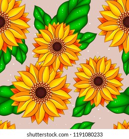 seamless pattern with sunflowers