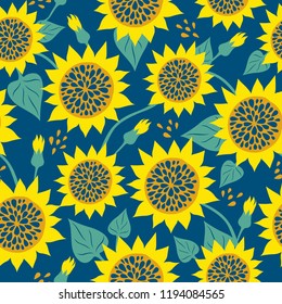 seamless pattern of sunflowers