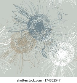 seamless pattern of sunflowers