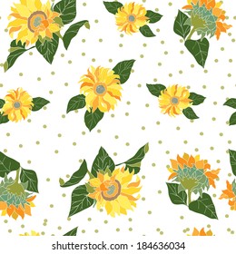 seamless pattern with sunflowers 