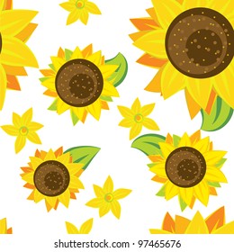seamless pattern of sunflowers